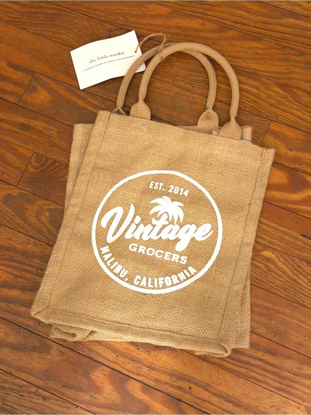 🆕 Vintage Grocers Malibu California bag100% jute outshell and 100% Cotton lining